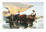 Retour de pêche, halage de la barque Art par Joaquín Sorolla y Bastida