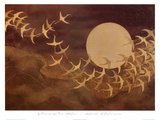 Cranes Over Moon Posters by Keiichi Nishimura