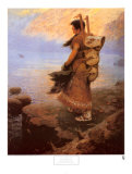 Return of the War Canoes Posters por William R. Leigh