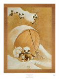 Chiots dans la neige Posters par Katsushika Hokusai