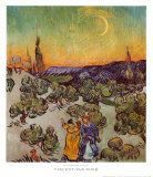 La promenade du soir Affiches par Vincent van Gogh