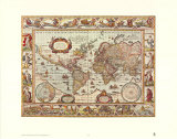 Mappa del mondo - Carta antica XVI secolo Stampa di Joan Blaeu Mappa del mondo - Carta antica XVI secolo Stampa di Joan Blaeu