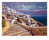 Santorini, bords de la mer Egée Affiches par Kerry Hallam