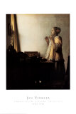 Woman with a Pearl Necklace Art by Jan Vermeer