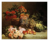 Still Life with Fruits and Flowers Poster av Pierre Bourgogne Still Life with Fruits and Flowers Poster av Pierre Bourgogne
