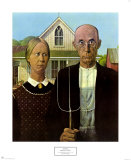 Amerikanische Gotik, 1930 Poster von Grant Wood