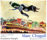 Volando sobre la aldea Pósters por Marc Chagall