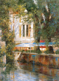 Awnings by the Canal Print by Michael Longo