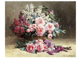 Lilac and Peonies with Irises Print by Pauline Caspers