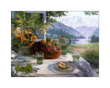 Fruit in an Olive Wood Bowl Poster by Stephen Darbishire