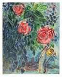 Fleurs et amoureux Posters par Marc Chagall