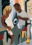 Cocktail et saxo blanc Affiche par Pierre Farel