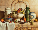 Italienisches Stillleben mit hellen Trauben Poster von Loran Speck