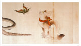 Cat and Butterfly Posters par Katsushika Hokusai