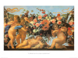 Angels with Garland of Flowers Affiche par Carlo Maratti