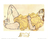 Reclining Woman with Yellow Dress Kunstdruck von Egon Schiele
