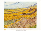 Sembradío Cercado con Hombre arando Arte por Vincent van Gogh