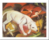 A Dog, a Fox and a Cat Poster von Franz Marc