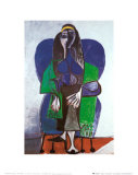 Femme assise à l'écharpe verte Affiches par Pablo Picasso