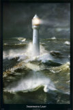 Lighthouse and Stormy Sea Plakat av Steve Bloom