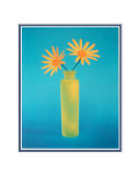 Yellow Daisies in Vase Bild mit Passepartout