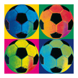 Quatre ballons de football Affiche