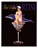 Blue Dolphin Martini Kunstdrucke von Ralph Burch