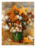 Vase de chrysanthèmes Affiche par Pierre-Auguste Renoir