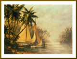 Rum Cay - Gold Trim Mounted Print by Malarz 