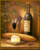 Wine Bottle And Cheese - Gold Trim Lámina montada en tabla por John Zaccheo