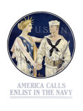 America Calls/Enlist in the Navy Giclee Print by Joseph Christian Leyendecker