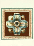 Chocolate and Blue Rosette II Prints