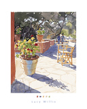 Geraniums and New Chairs Poster by Lucy Willis
