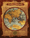 Vintage Global Map II Affiche par Mary Beth Zeitz