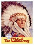 Santa Fe Railroad, Indian Chief, 1955 Giclee Print