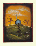 Primitive Blue House Poster by Jessica Fries