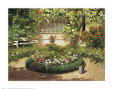 Sunlit Flower Garden Poster by Laszlo Neogrady