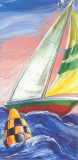 Red Sail Boat Print by Cruz 