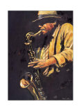 Saxophonist Prints by Hazel Soan