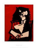 Jacqueline a Mantille Sur Fond Rouge Poster by Pablo Picasso