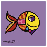 Swimmingly Purple Poster by Romero Britto