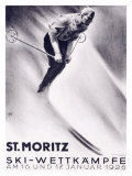 St. Moritz, Ski Reproduction procédé giclée