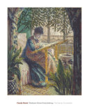 Madame Monet bordando, 1875 Póster por Claude Monet