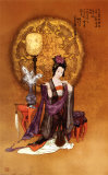 Femme et lampe Affiche