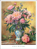 Vase mit Pfingstrosen und Glockenblumen Kunstdrucke von Albert Williams