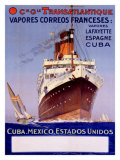 Transatlantique/Vapores Correos Franceses reproduction procédé giclée par Albert Sebille