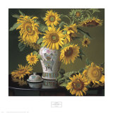 Sunflowers in a Chinese Vase Art by Evan Wilson