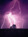 Lightning Behind a Farmhouse Photographic Print by Craig Aurness