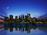 Manhattan Skyline and Reflection Fotografisk tryk af Bill Ross