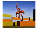 Containers with Crane Giclee Print by Mary Iverson